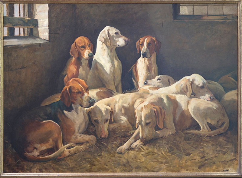 Cattistock Hounds by Charles Church (oil on canvas, 36 x 52 inches)